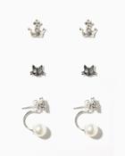 Charming Charlie Crown Kitty & Star Earring Set