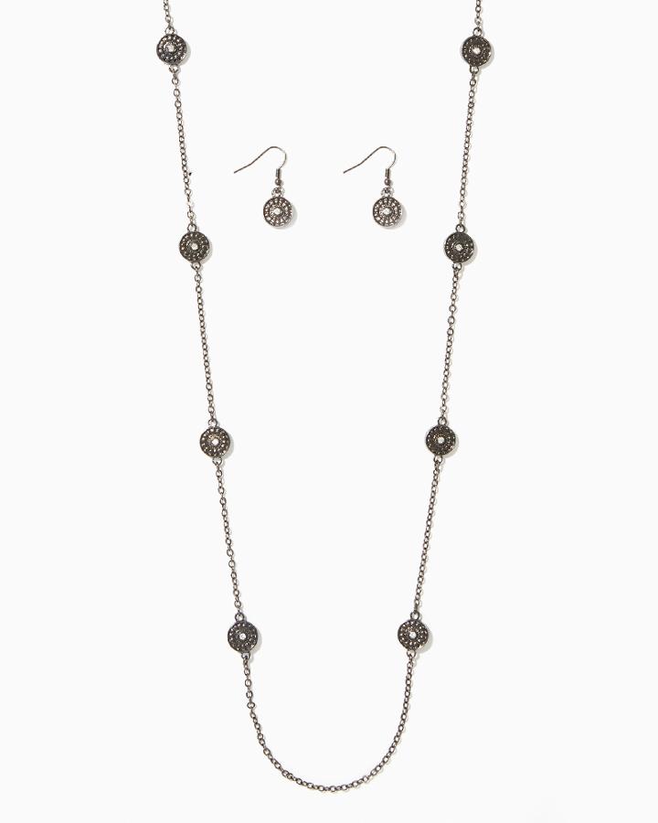 Charming Charlie Medallion Bucks Long Necklace