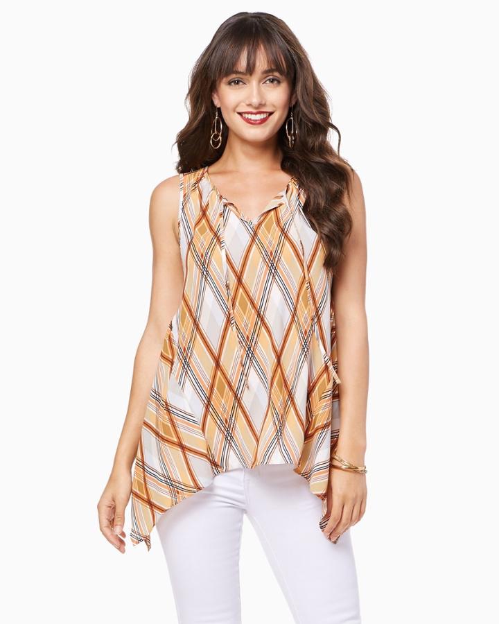 Charming Charlie Argyle Stripes Flowy Tank