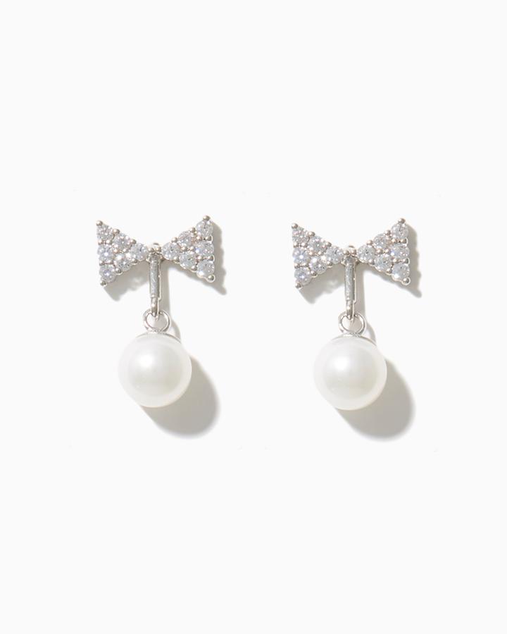 Charming Charlie Tie Pearl Drop Earrings