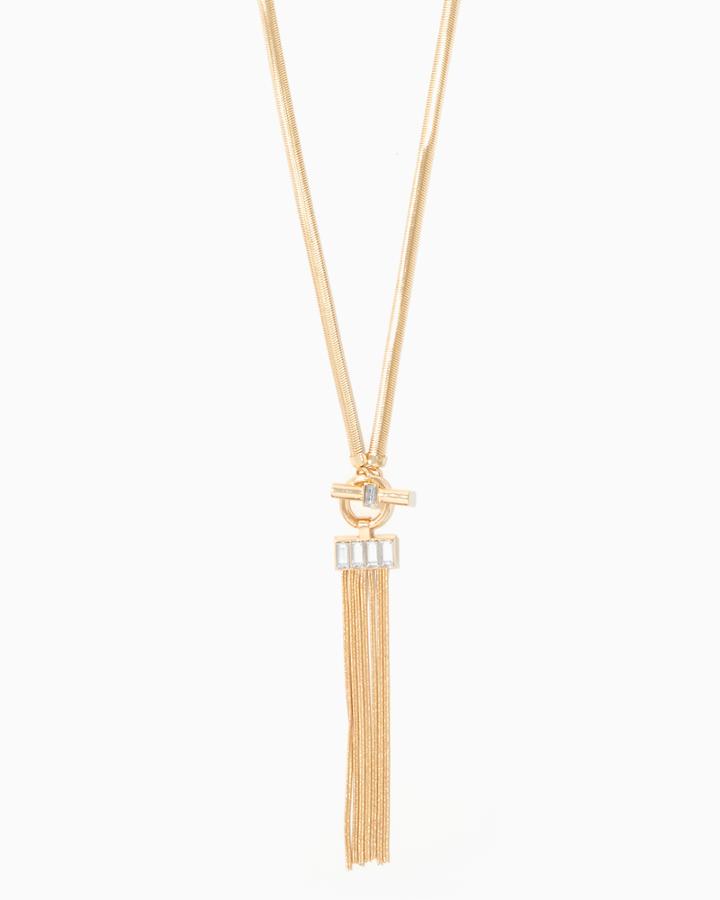 Charming Charlie Fringe Tassel Toggle Necklace