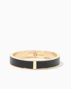 Charming Charlie Inset Leather Hinged Bangle