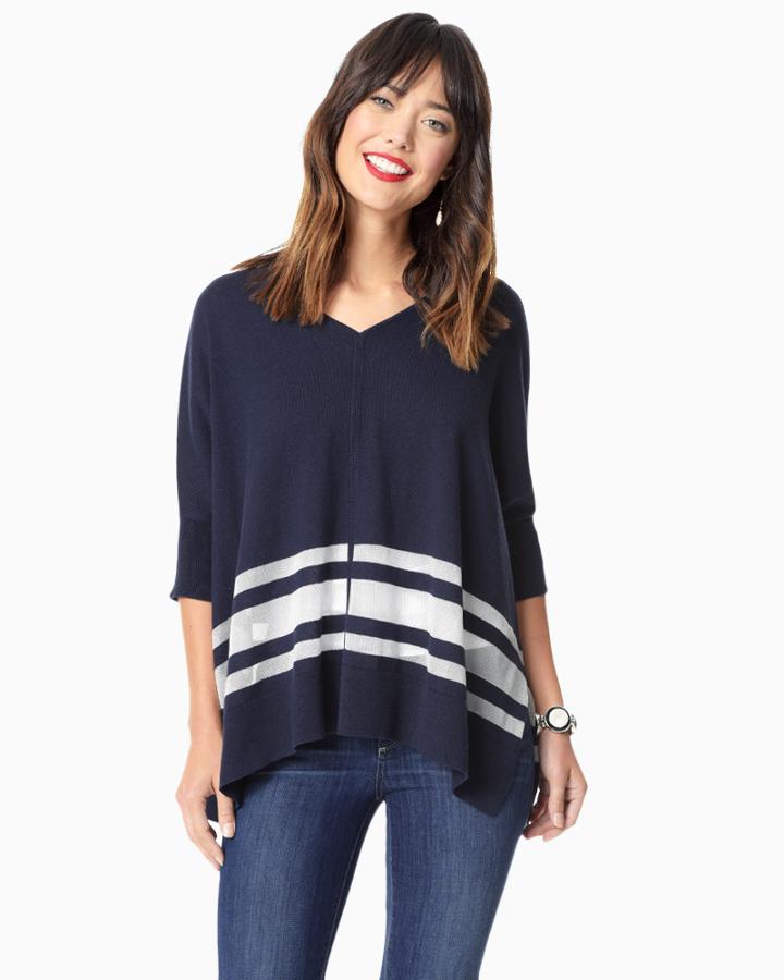 Charming Charlie Nautical Striped Poncho
