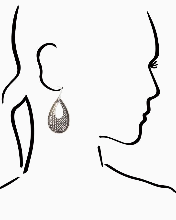 Charming Charlie Herringbone Teardrop Earrings