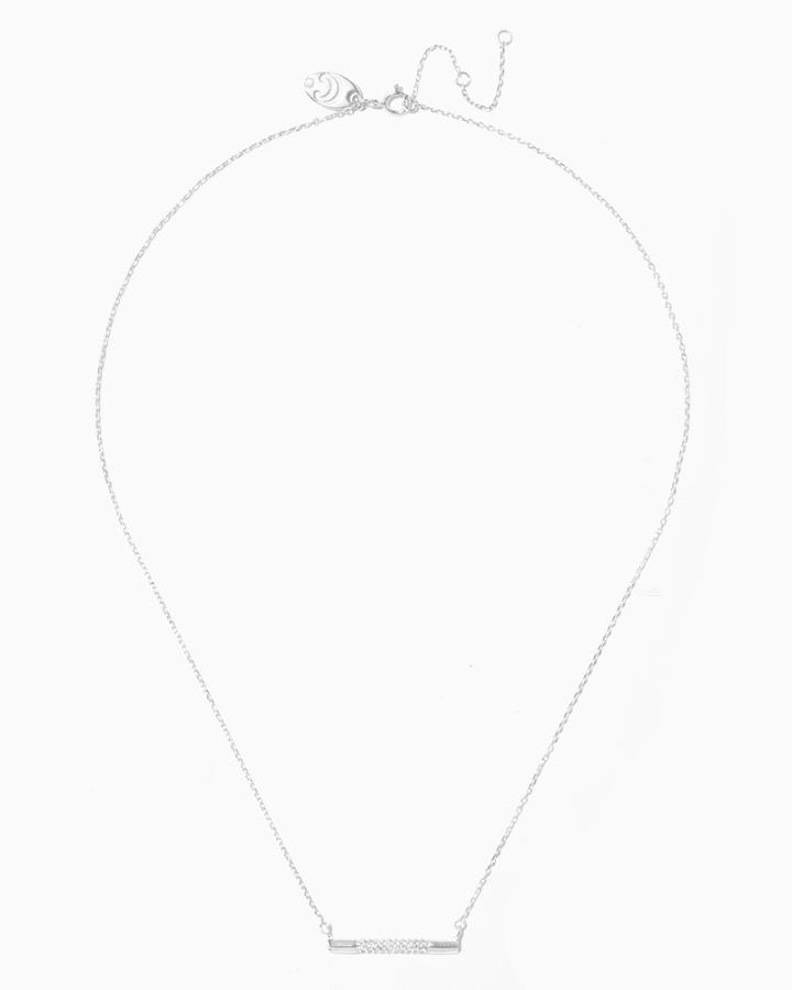 Charming Charlie Sterling Silver Cz Bar Necklace