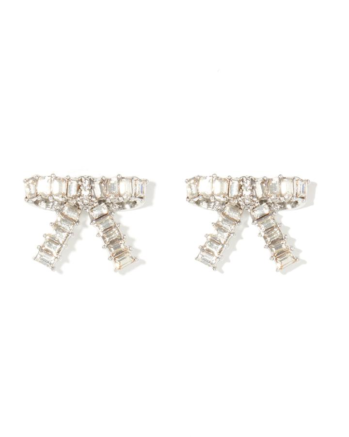 Charming Charlie Baguette Bow Stud Earrings