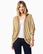 Charming Charlie Embroidered Faux Suede Cardigan