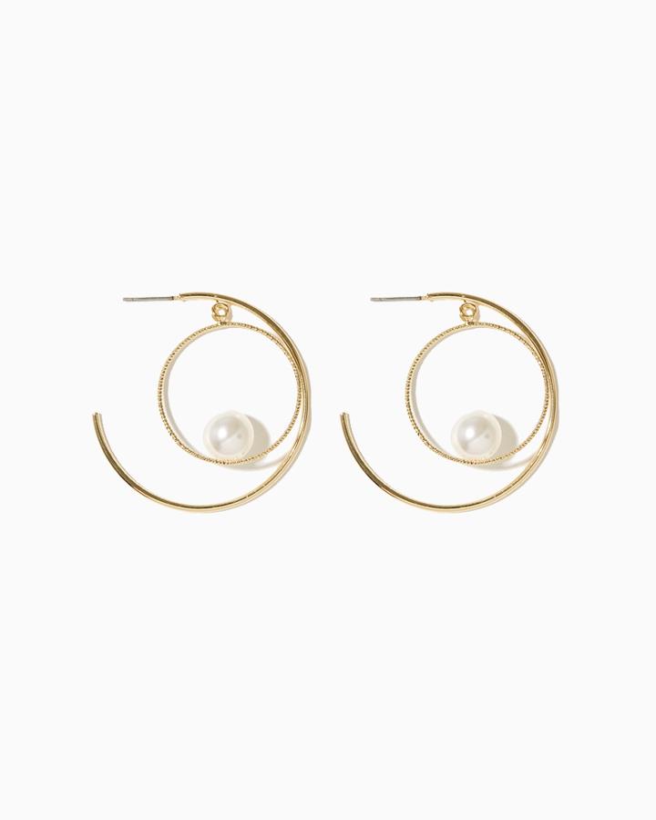 Charming Charlie Naturi Pearl Hoop Earrings