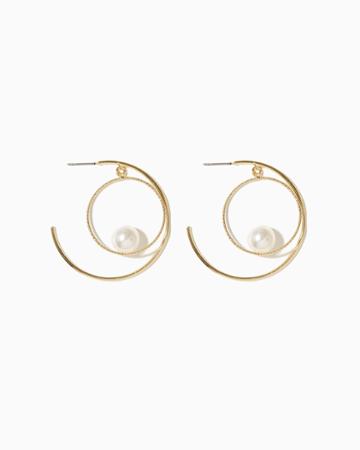 Charming Charlie Naturi Pearl Hoop Earrings