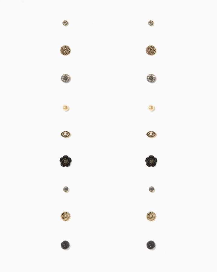 Charming Charlie Rich Metals Stud Earrings Set