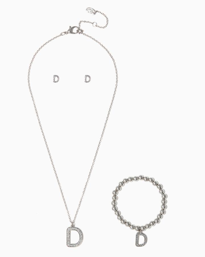 Charming Charlie Pav Initial D Necklace Set