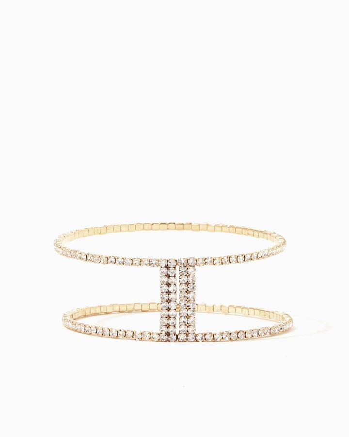 Charming Charlie Double Row Rhinestone Cuff Bracelet