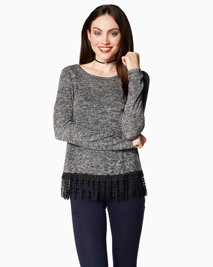 Charming Charlie Crochet Fringe Top