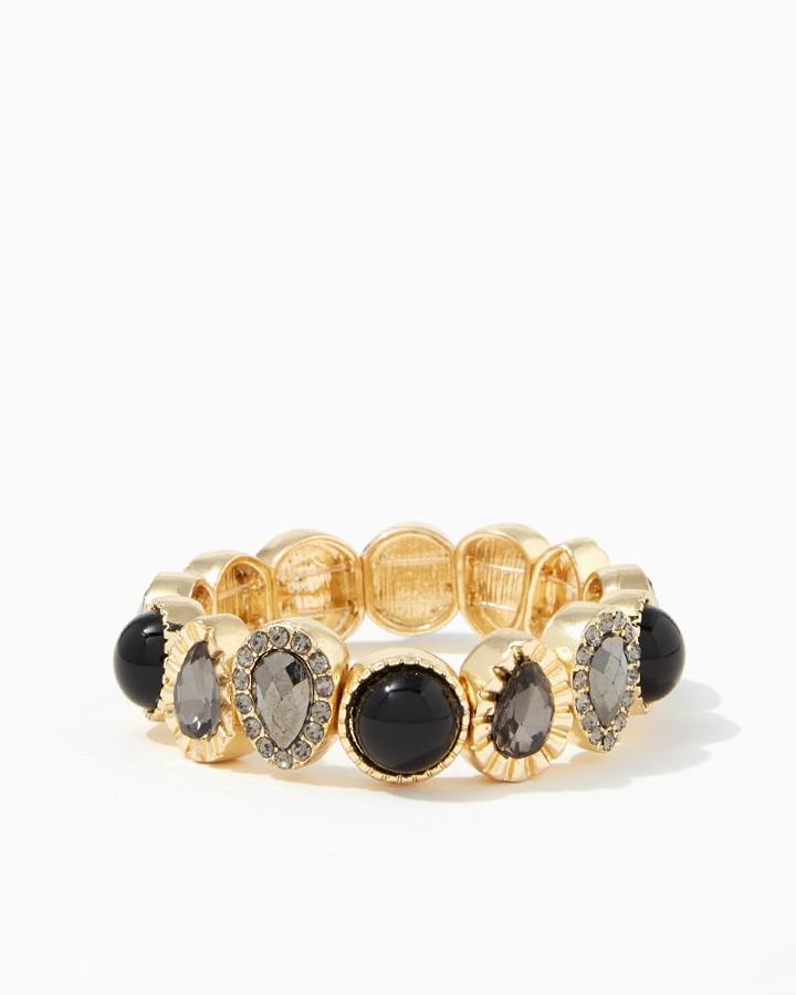 Charming Charlie Onyx & Gold Stretch Bracelet