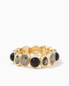 Charming Charlie Onyx & Gold Stretch Bracelet