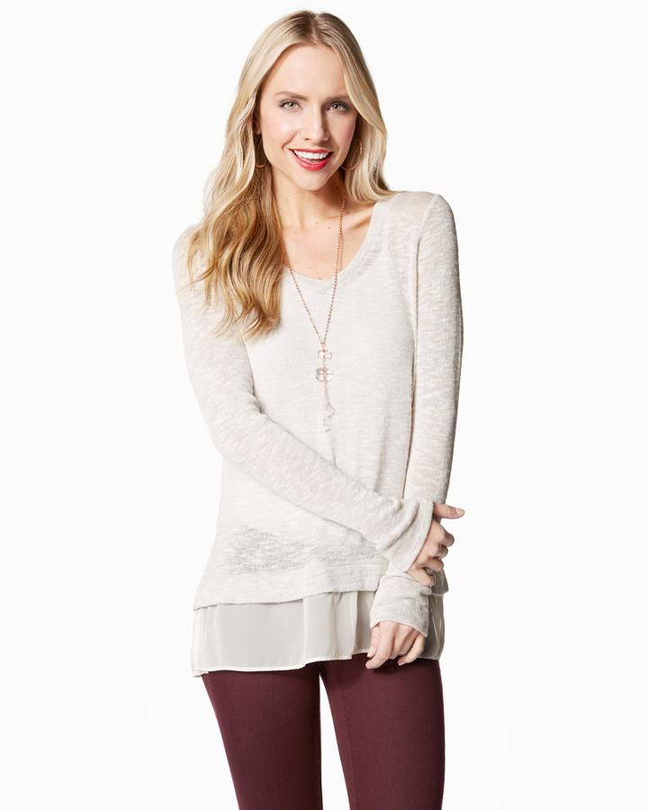 Charming Charlie Flutter Chiffon Hem Top