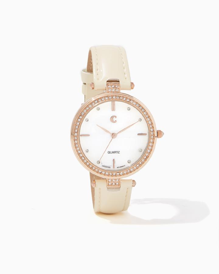 Charming Charlie Jager Rhinestone Patent Watch
