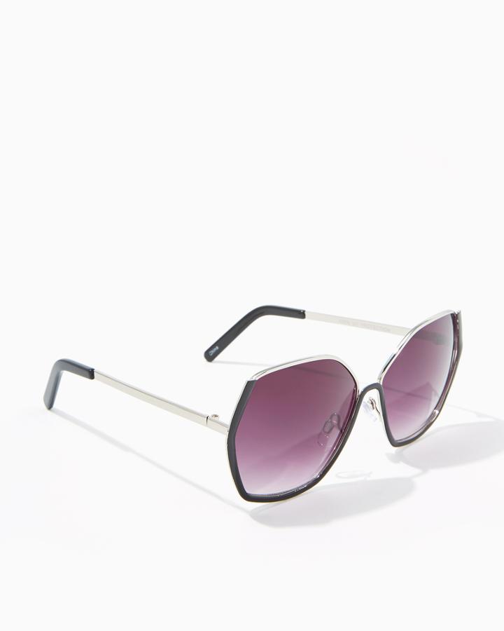 Charming Charlie Oversized Geo Half Frame Sunglasses