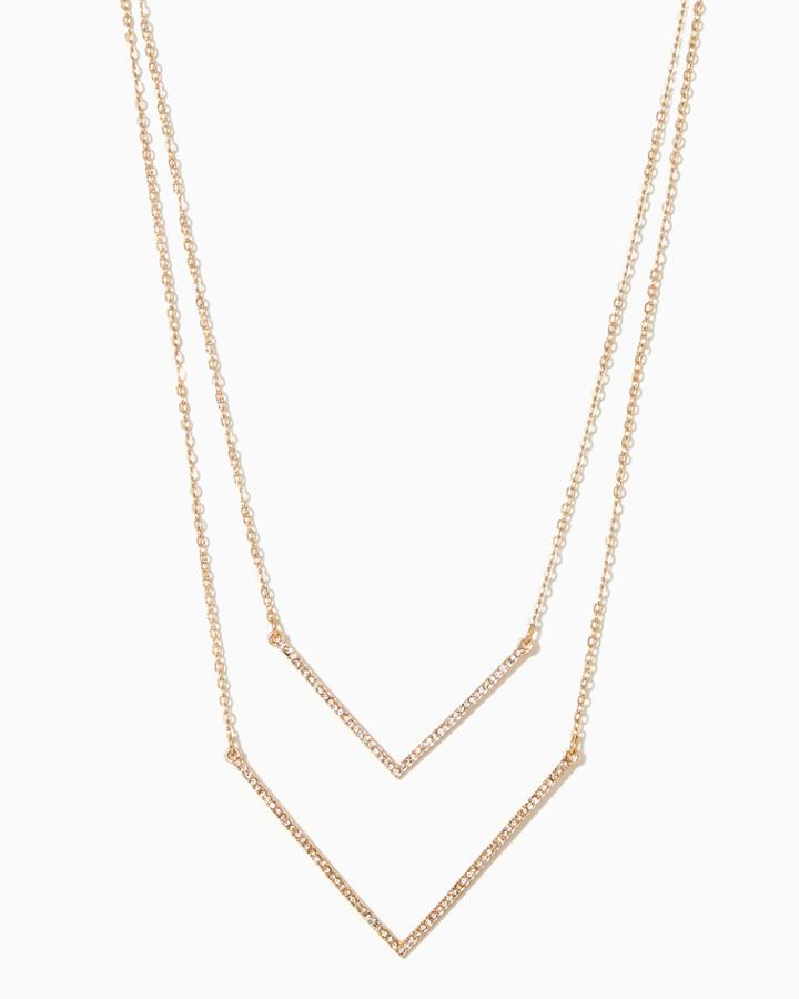 Charming Charlie Double V Necklace