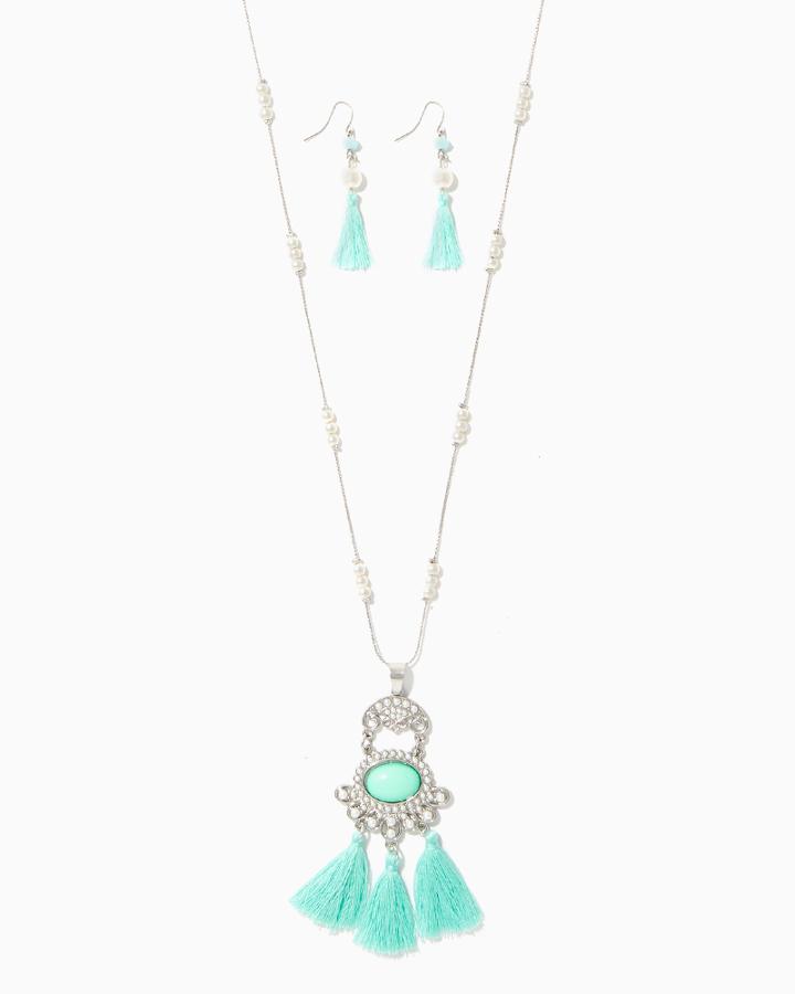 Charming Charlie Pearl Tassel Necklace Set