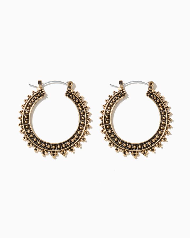 Charming Charlie Burnished Dial Hoop Earrings