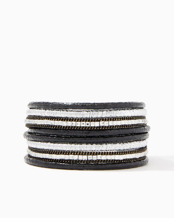 Charming Charlie Leather N Stones Wrap Bracelet