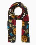 Charming Charlie Frayed Floral Print Scarf