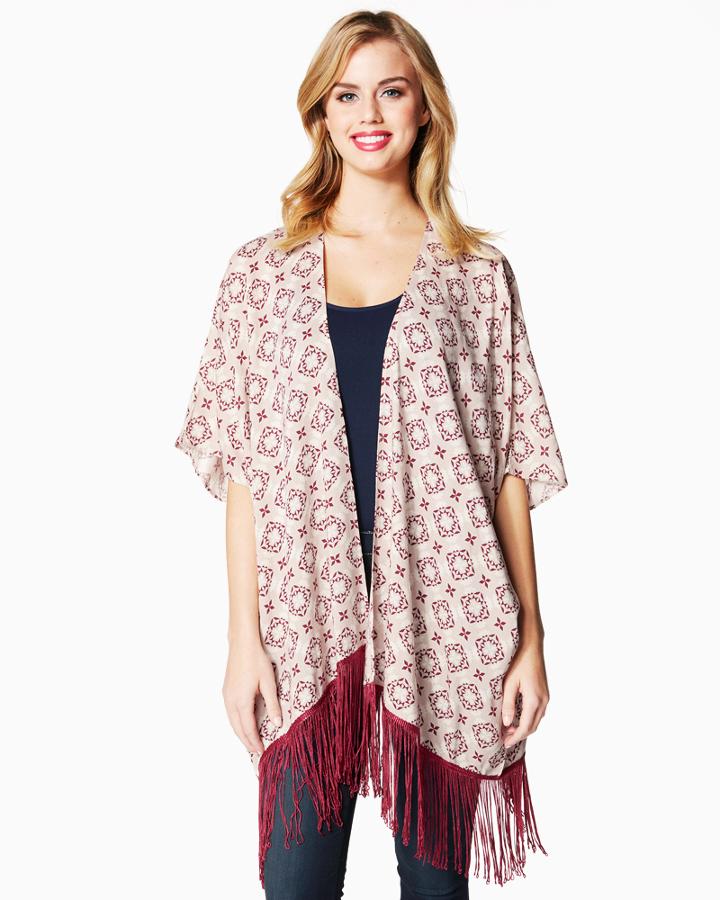 Charming Charlie Garden Fringe Kimono