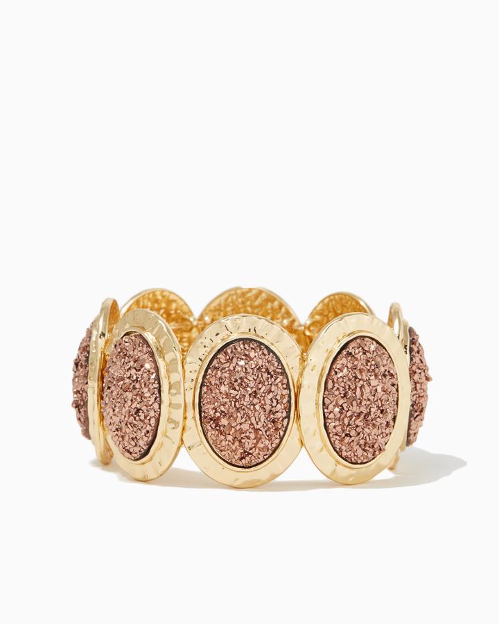 Charming Charlie Hammered Druzy Stretch Bracelet
