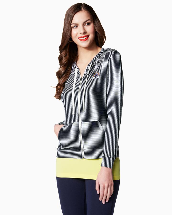 Charming Charlie Striped Rainbow Patch Hoodie