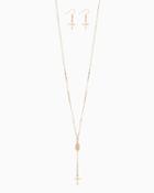 Charming Charlie Rosary Cross Necklace Set