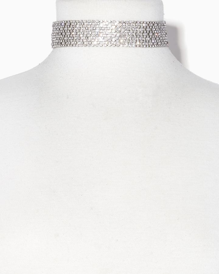 Charming Charlie Patterned Rhinestone Choker