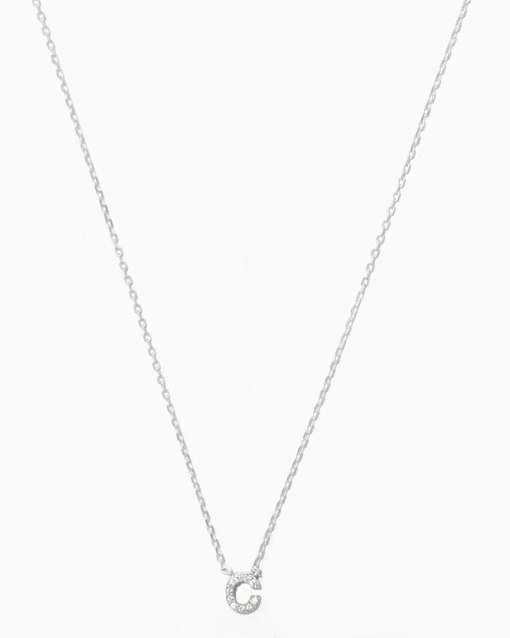 Charming Charlie Sterling Silver Cz C Necklace