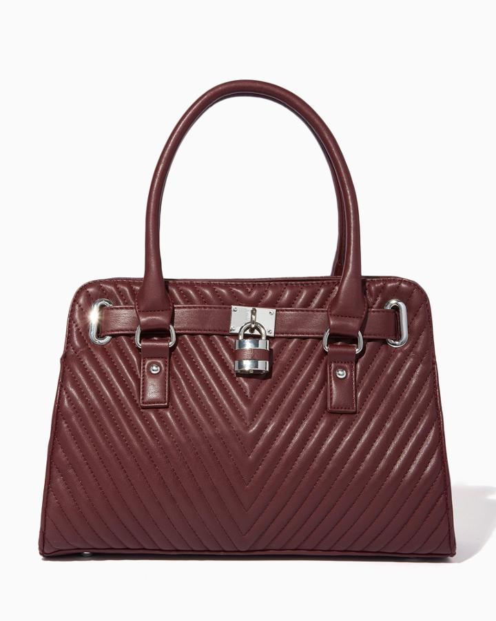 Charming Charlie Chevron Quilted Lockbox Satchel