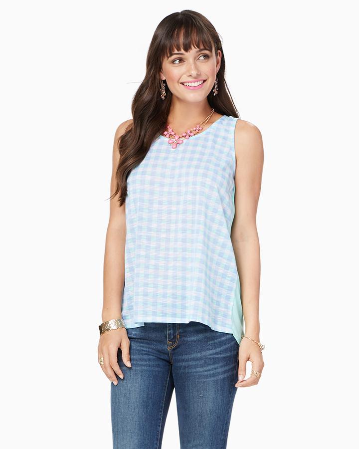 Charming Charlie Gingham Print Flyaway Tank