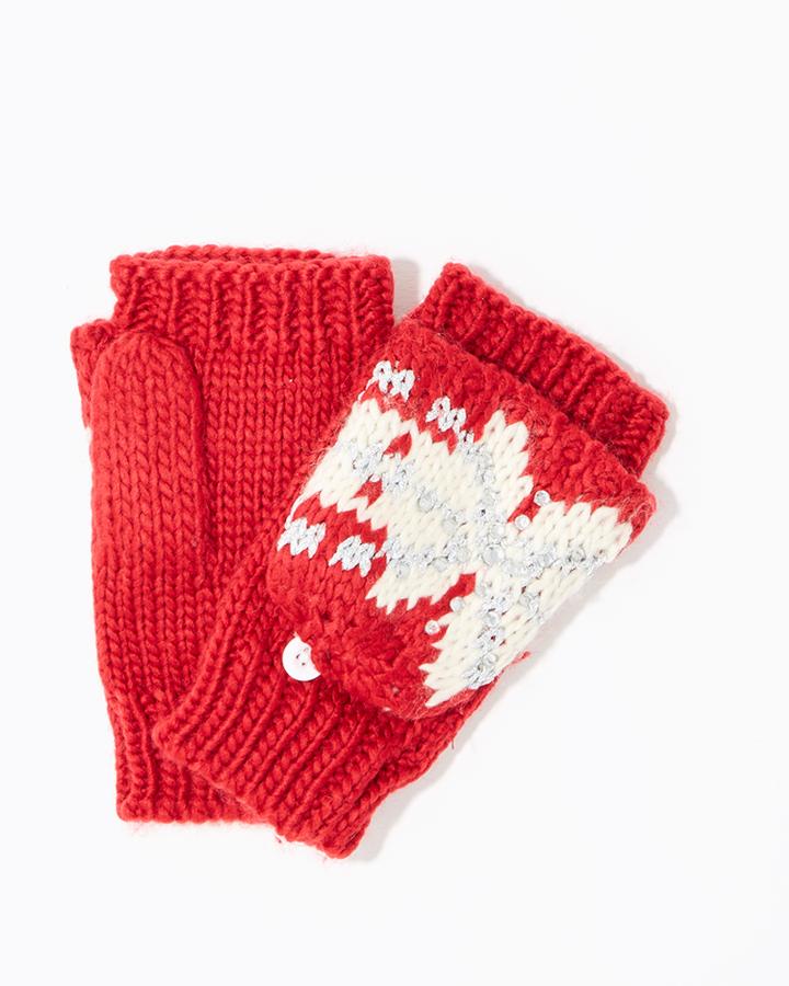 Charming Charlie Snowflakes & Rhinestones Flip Gloves