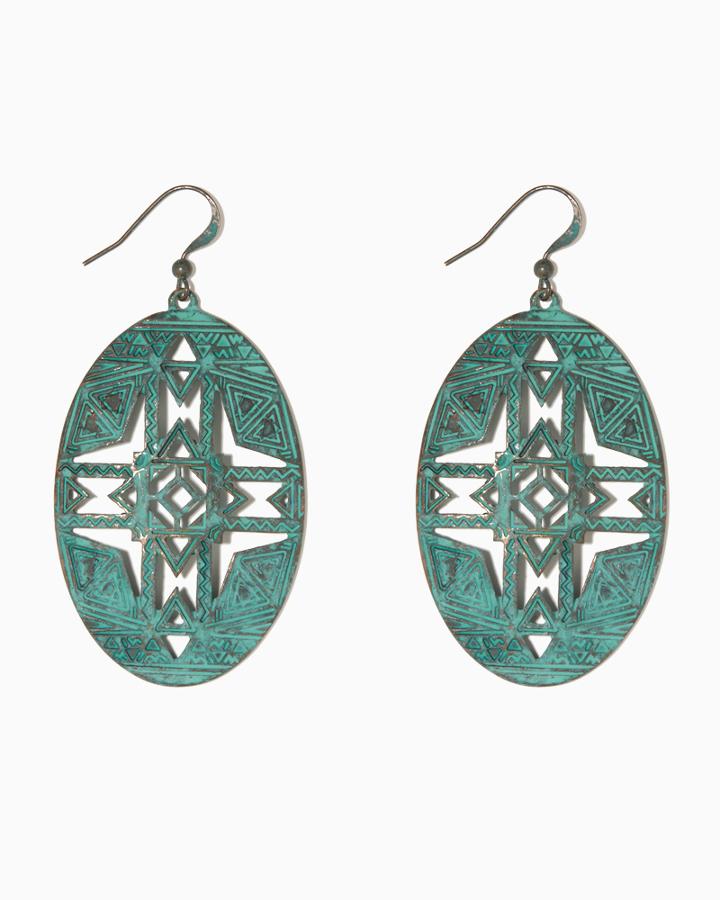 Charming Charlie Aztec Patina Oval Earrings