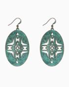 Charming Charlie Aztec Patina Oval Earrings