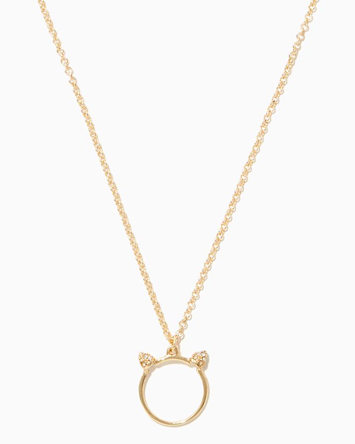 Charming Charlie Kitty Ears Pendant Necklace