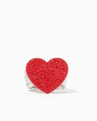 Charming Charlie Rhinestone Heart Stretch Ring