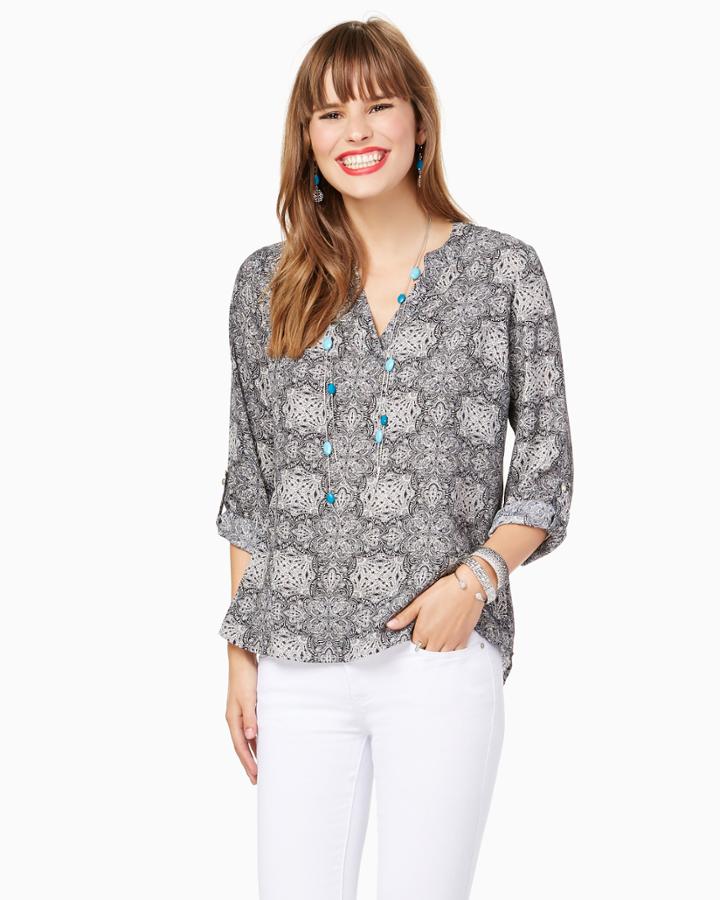 Charming Charlie Silvia Split Neck Blouse