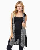Charming Charlie Houndstooth Sleeveless Duster Cardigan