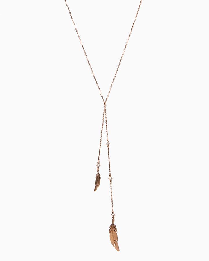 Charming Charlie Boho Feather Y-necklace
