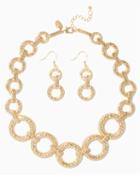 Charming Charlie Vintage Hammered Link Necklace Set