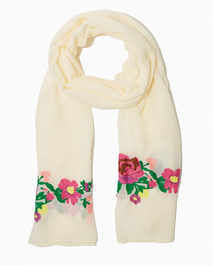 Charming Charlie Plush Floral Embroidered Scarf