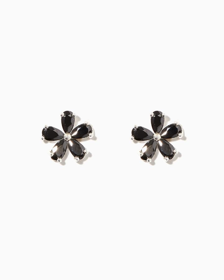 Charming Charlie Sterling Silver Cz Flower Earrings