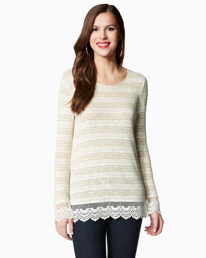 Charming Charlie Tinsley Crochet Trim Top
