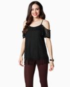 Charming Charlie Chichi Crochet Cold Shoulder Top