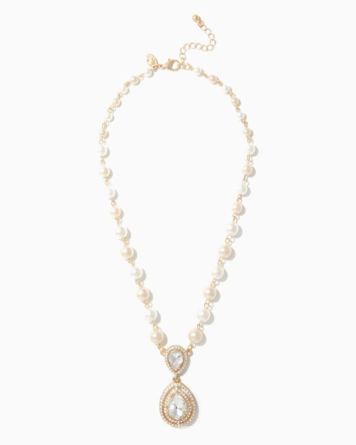 Charming Charlie Tonal Pearl Teardrop Necklace