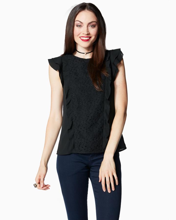 Charming Charlie Lace Flutter Top